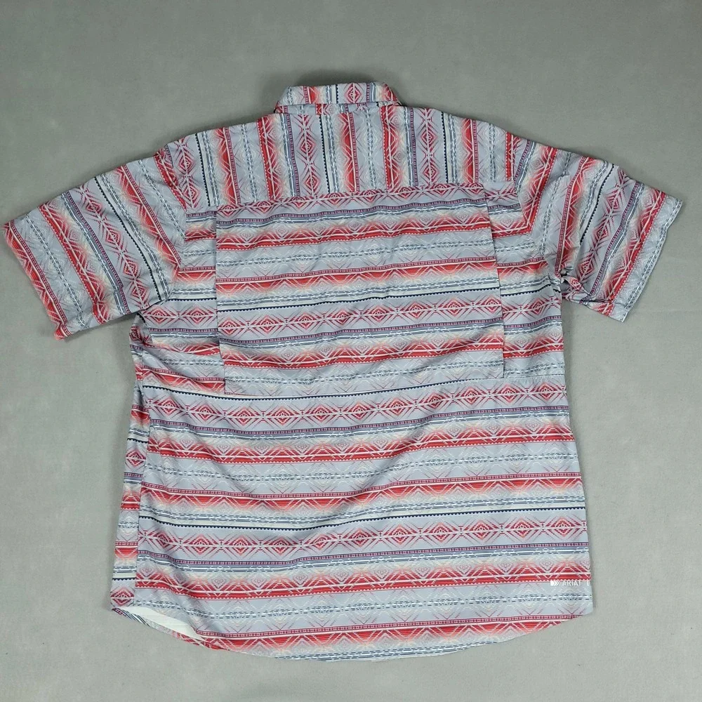 Ariat VentTEK Shirt Mens XL Blue Red Southwestern Aztec Classic Fit 10039448